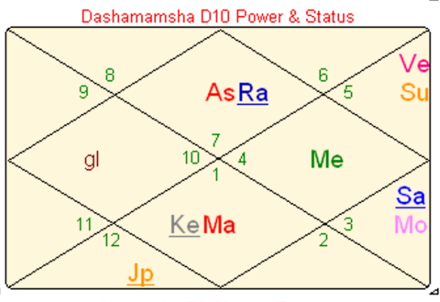 Dashamamsha varga chart, D10, American president Biden.